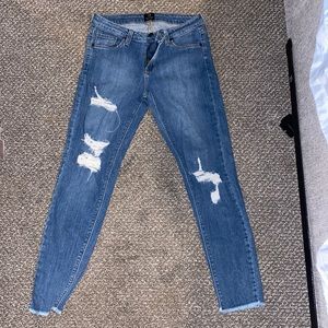 Blue skinny jeans low rise